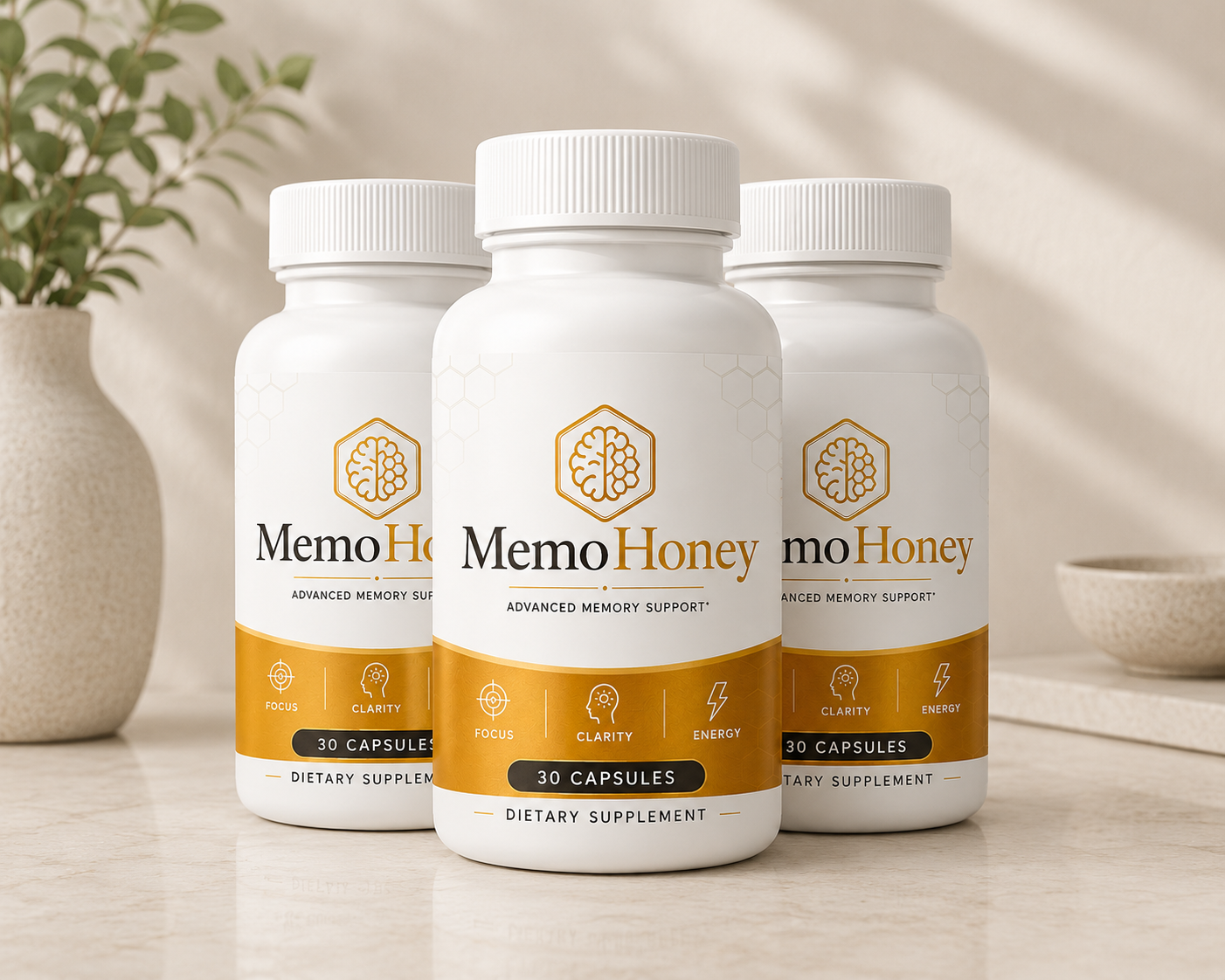 MemoHoney memory support supplement bottle