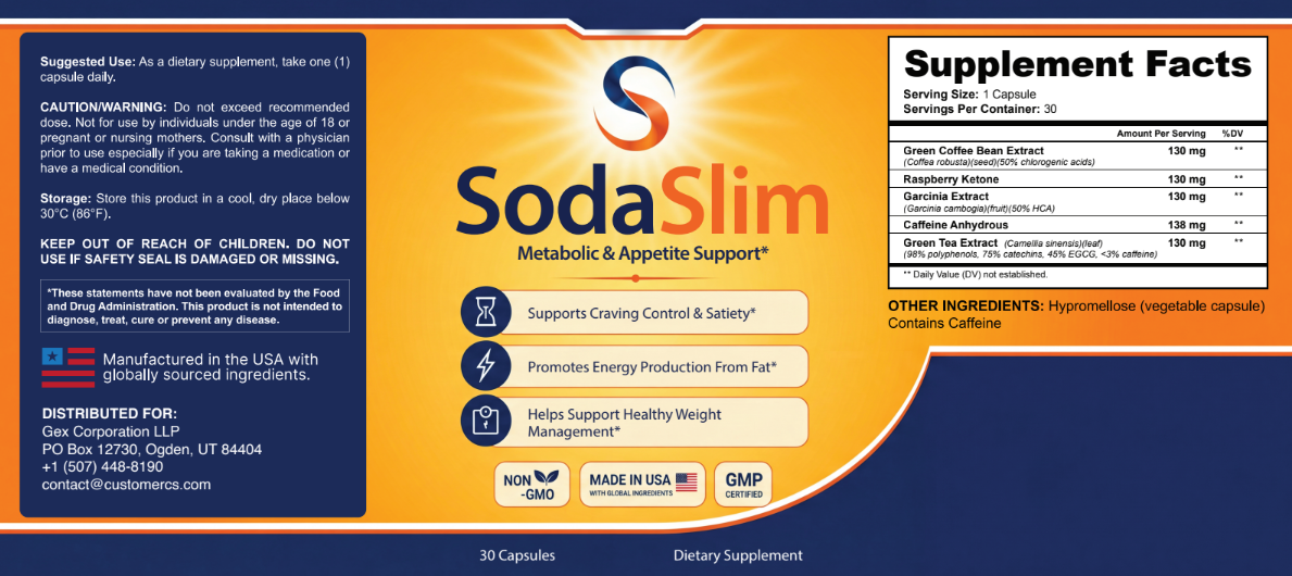 SodaSlim Premium Formula — GMP Certified, 60-Day Guarantee